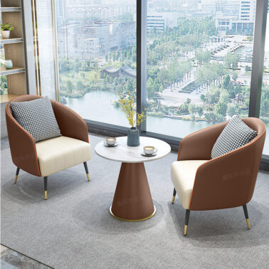 Ensemble table et chaises de réception de luxe pour espace de négociation et de détente, bureau de vente, canapé d'accueil de salon de beauté