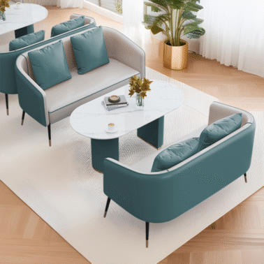 Canapés d'invités, hall d'hôtel, bureau de vente, chaises de réunion pour hall d'entrée, cabines d'accueil en cuir pour bureaux commerciaux modernes