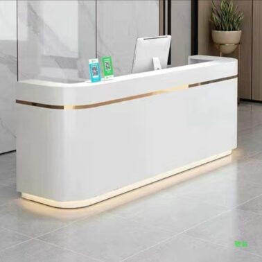 Comptoir de bar/caisse incurvé, minimaliste et moderne, de qualité E1, pour salons de beauté et centres de bien-être