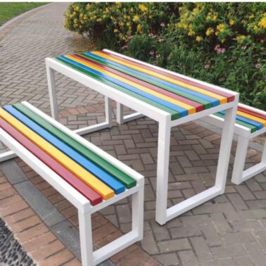 Уличный металлический антикоррозийный стол, пластиковый деревянный размер, индивидуальный стол и стул, вилла, двор для барбекю, обеденный стол на улице