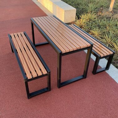 Уличный металлический антикоррозийный стол, пластиковое дерево, парковый стол, комбинированный стол для виллы, внутренний двор, барбекю, обеденный стол на улице